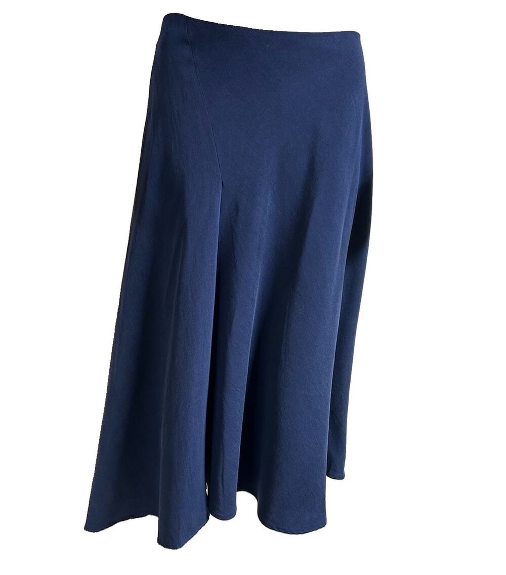 White House Black Market Size 6 Oscar Twill Midi Skirt Noble Blue Lyocell NWT